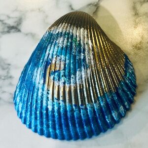 Blue and Gold Metallic Seashell Painting